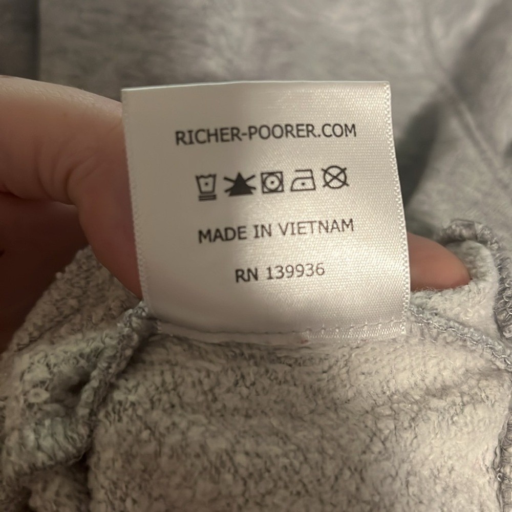 Richer Poorer Womens Heather Grey Raglan Crew Neck French Terry Sweatshirt S - Picture 4 of 5